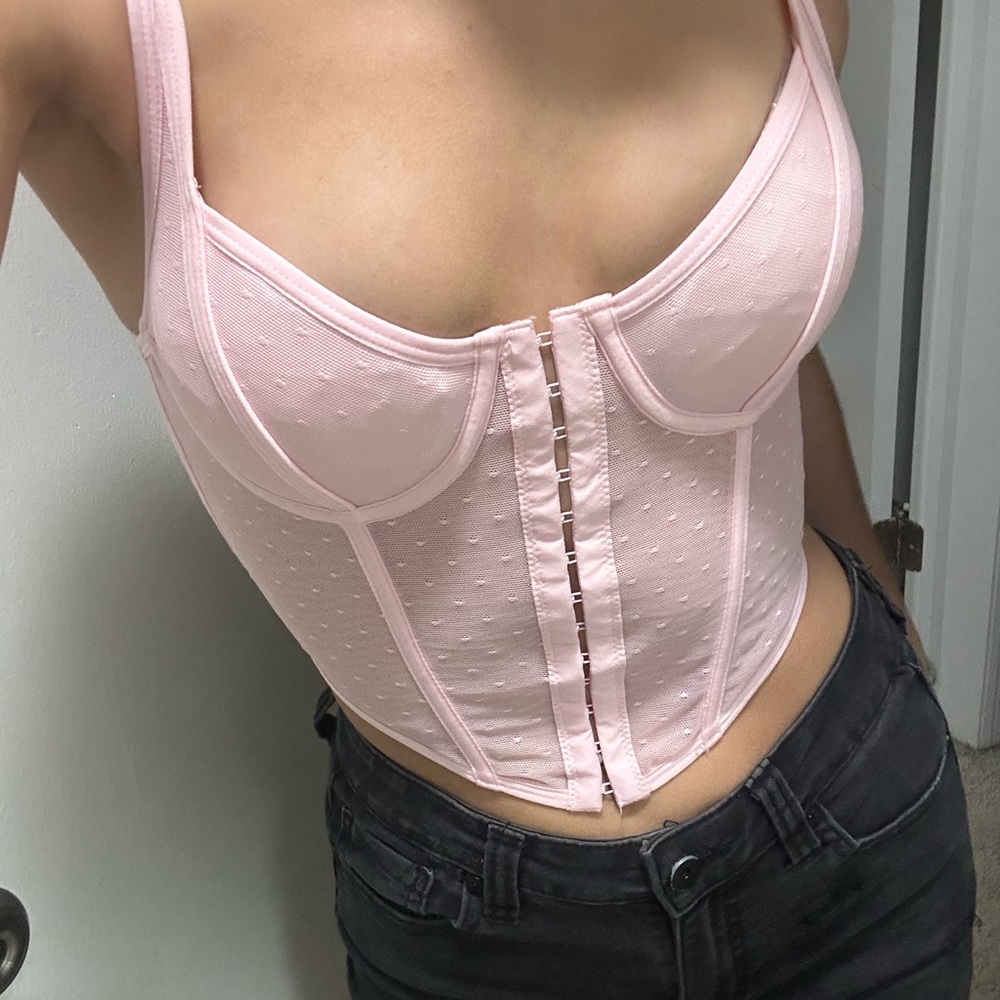Pink Bustier corset mesh Top